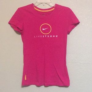 pink and yellow nike workout shirt